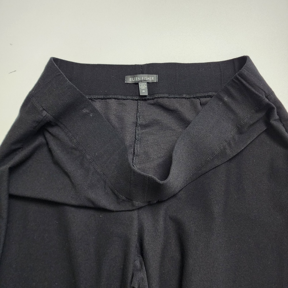 Eileen Fisher Womens Black Stretch Jersey Cropped Pants Straight Leg Size Medium - Picture 5 of 13